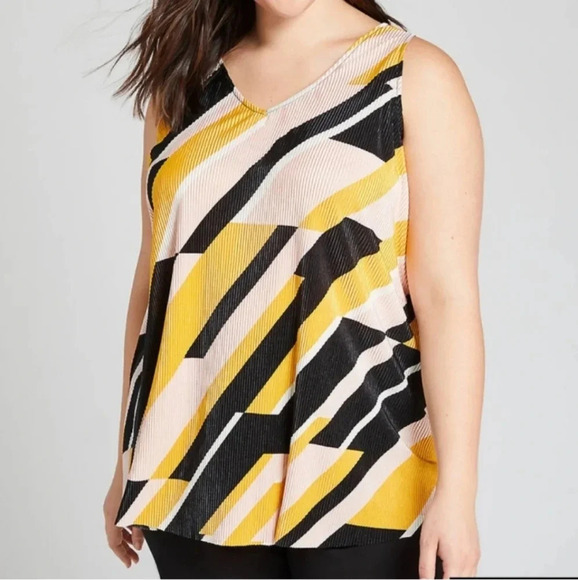 Lane Bryant Geo Textured Swing Tank‎ Top Color Block Size 26 / 28 - Picture 2 of 11
